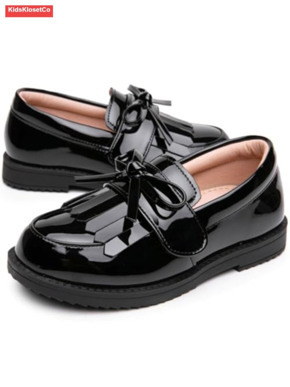 Girls Oxford School Uniform Shoes Hook Loop Flat